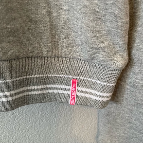 Superdry Grey and White Mock Neck Cropped Crew Sweatshirt - Picture 5 of 6